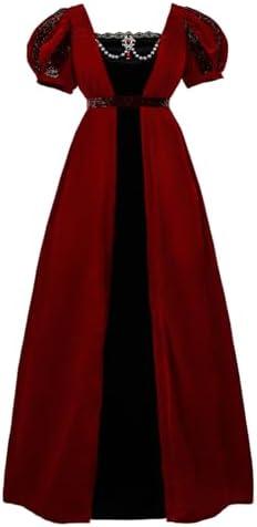 Vibsion 1800s Regency Dress for Women Victorian Velet High Wasit Dresses, L