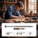 Wood Structural Screws Lag Screws Timber Screws Star Head Exterior Heavy Duty Rust Resistant Star Drive Bit Included (#14 x 5, Black, 50 pcs)