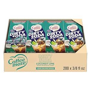 Nestle Coffee mate Creamer, Dirty Soda Coconut Lime Flavor, Liquid Creamer Singles, Non Dairy, No Refrigeration, 0.375 fl oz Tubs (Pack of 200) Best By: MAR/04/2026