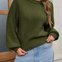 Saodimallsu Womens Batwing Long Sleeve Sweaters Casual Crewneck Loose Chunky Knit Fall Pullover Tops