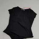 QINSEN Women's Crew Neck Short Sleeve Bodysuit Double Lined Body Suits Basic T-shirt Tops (Black) S