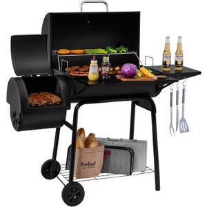 Royal Gourmet CC1830S BBQ Charcoal Grill and Offset Smoker | 823 Square Inch cooking surface, Outdoor for Camping | Black