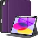 Supveco Case for iPad (A16) 11th Generation 11 inch (2025),iPad 10th Generation 10.9 inch (2022) with Pencil Holder-[Auto Wake/Sleep],Premium Folio Stand Case with Soft TPU Back Cover-Pure Violet