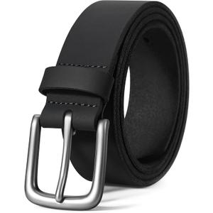 VATAN Men's Full Grain Leather Casual Every Day Jeans Belts, Handmade Men Leather Belt with Gift Box (Black) 36(Fits Waist 34"-35")