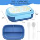 Bento Box for Kids, Bento Lunch Box for Girls & Boys,3-Compartment Non-BPA Lunch Container with Utensils, Microwave & Dishwasher Safe, Ideal for Meal Prep & School (blue)