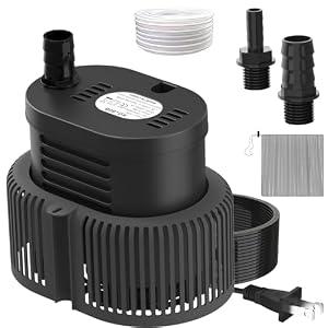 Pool Cover Pump Above Ground - Submersible Sump Pump, Swimming Water Removal Pumps, with Drainage Hose & 25 Feet Extra Long Power Cord, 850 GPH inGround, 3 Adapters Black