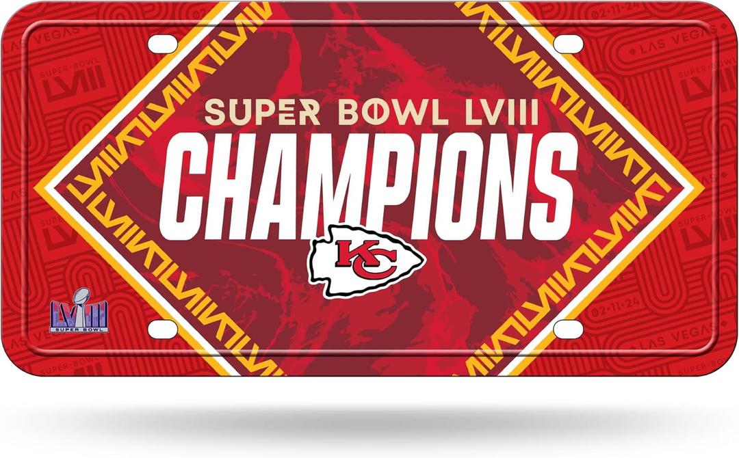 Rico Industries NFL Football Kansas City Chiefs Metal Auto Tag 6" x 12" - Great for Truck/Car/SUV (Red)