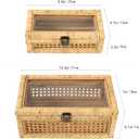 HUAXIN CRAFT H Rattan Decorative Box with Lid, Rectangular Woven with Glass for Display, Set of 2 Wicker for Decor