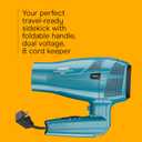 Conair Cord-Keeper Dryer with Folding Handle and Retractable Cord, 1875W Travel Hair Dryer, Ionic Technology, Teal