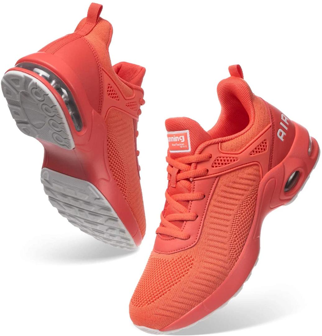 AKK  Women's Sneakers - Air Athletic Running Shoes, Mesh Non Slip, Breathable Gym Work Tennis Shoes, Orange, Size 9.5