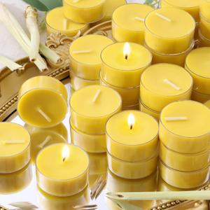 DEVI Fresh Citronella Highly Scented Tea Lights Candles 96 Pack, 4-5 Hours Natural Palm Tea Candles Bulk for Home Scented, Small Indoor Summer Scented Tealight Votives for Home, Patio Garden Yard