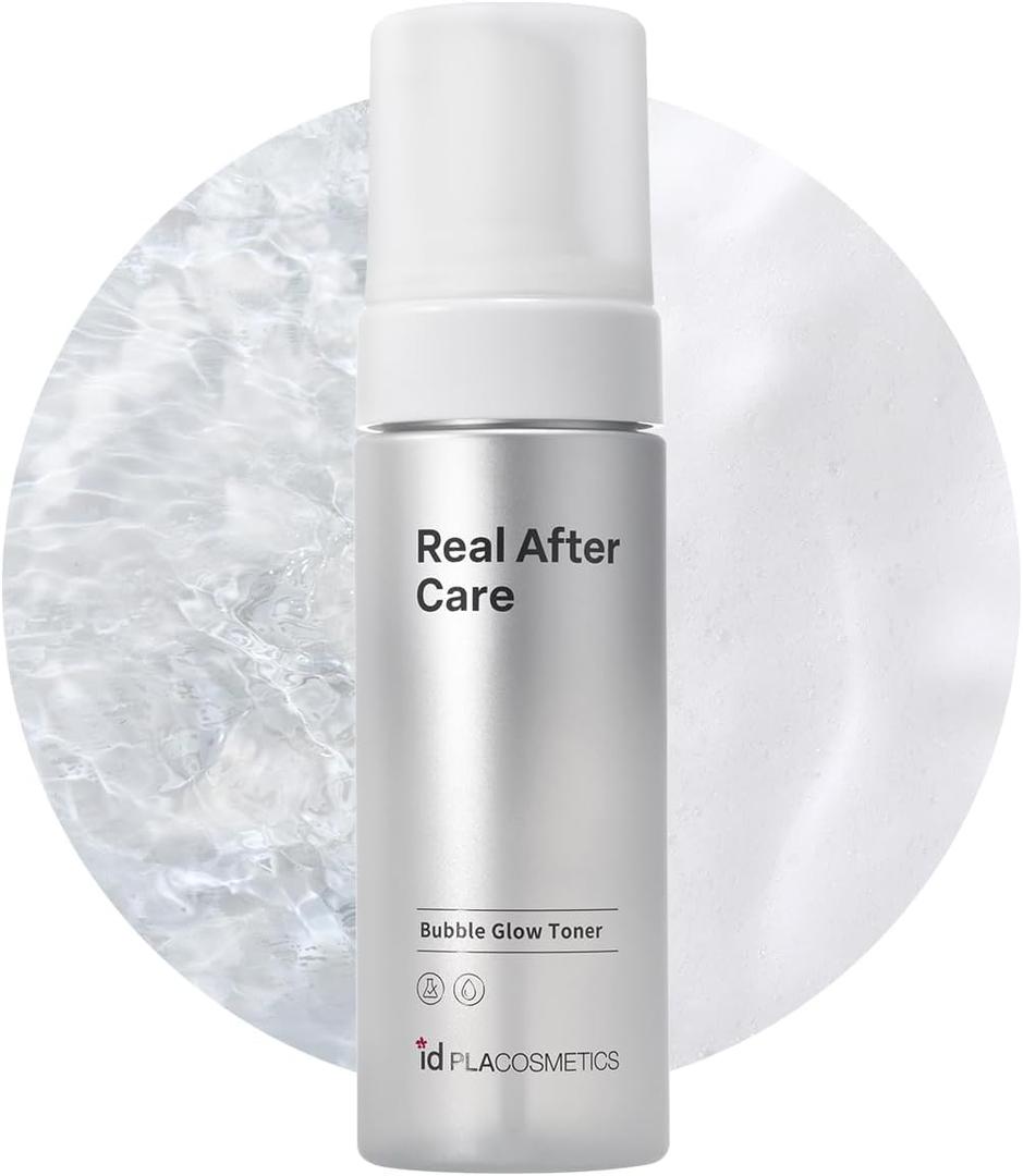 idplacosmetics Real After Care Bubble Glow Toner 5.07 fl.oz (150 ml) Micro-Bubble with 42% Rice Bran Water & Gentle AHA/PHA/LHA Exfoliation Hydrating Korean Toner for Smoother Look
