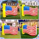 6FT Long Patriotic Independence Day 4th of July Inflatable Outdoor Decoration, American USA Flag, Built in LED Lights Blow up Fourth of July Decor for Holiday Party Garden Yard Lawn