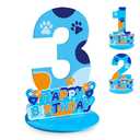 Dog Paw Birthday Party Decorations, Dog Paw Birthday Number Sign Centerpiece, 3rd Table Topper Wooden Centerpiece for Dog Theme 3rd Birthday Supplies (3rd)