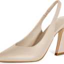 gihubafuil Womens Slingback Kitten Heels Closed Pointed Toe Wedding Party Dress Pumps Shoes (8.5, Nude)