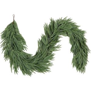 5FT Artificial Norfolk Pine Garlands Real Touch Winter Pine Garland Green Artificial Greenery Garland for Table Mantle Wall Indoor Outdoor Christmas Decorations Faux Xmas Home Kitchen Decor(1, 5FT)