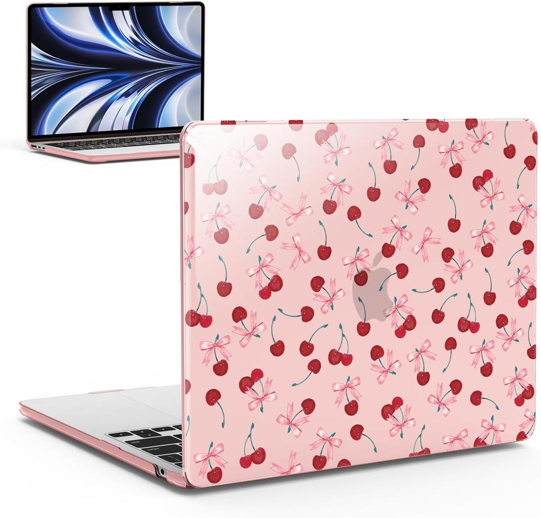 IBENZER Compatible with 2025 2024 2023 2022 MacBook Air 13 inch Case M4 A3240 M3 A3113 M2 A2681, Hard Shell Case for Mac Air 13.6, Cherry, AT13-KK-CHRY