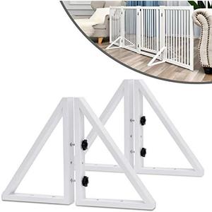 WELLAND Triangle Support Feet Set of 2 for 360 Degree Configurable Gate Collection, Solid Pine Wood, Easy to Install, 2 Pairs of Safety Fence Feet for Freestanding Pet Gates, White (Only Feet)