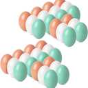 Worown 36 Pcs Wooden Easter Eggs, 2.3 Inch Wooden Fake Eggs for Painting, DIY Crafts, Easter Decorations, Toy Food & Home Decor (3 Colors -White/Green/Brown x 12 Pcs)