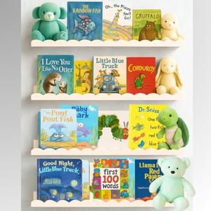 Green Goods Supply Scalloped Shelves - Set of 4 Pre-Assembled 24inch White Floating Nursery Book Shelves, Scalloped Book Shelf - Kids Wall Bookshelf, Nursery Decor, Floating Shelves for Wall