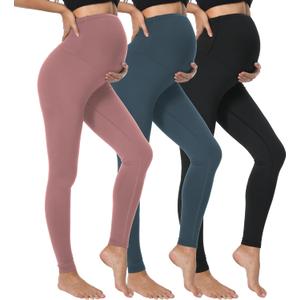 Dalavch 3/4 Pack Women's Maternity Leggings Over The Belly High Waisted Yoga Workout Pregnancy Pants Activewear for Women (M)