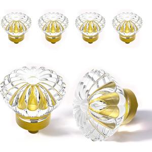 Antique Brass Crystal Cabinet Knobs Cabinets Knob, 4 Pack Flower Vintage Glass Clear Crystal Small Pull for Closet Dresser Drawers Cupboard Wardrobe, Retro Pulls Old Fashioned Drawer Gorgeous Handle