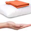 Pipsqueak Pillow - Small, Mini, Tiny - 11 x 7 in - Perfect for Travel, Cars, Airplanes, Camping, Dogs, Toddlers, Kids, Lumbar, Knees and Neck - Ages 2 Yrs and Up (White Pillow W/ Orange Case)