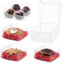 ROSPAKTEK 100 Pack Clear Chocolate Truffle Boxes (3¼x3¼x1½ Inches, for 4) - Fits Soap, Macarons,