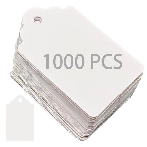 OLPDDZ 1000PCS White Blank Unstrung Price Tags, 1.75 x 1.093 Inches - Premium Quality Durable Paper Hang Tags for Clothing, Retail, Yard & Garage Sales, Ideal for Gift Labeling and Sale Pricing