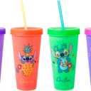 Disney Stitch Plastic Tumbler 3 Cups with 2 Lids 16,5 oz