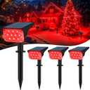 T-SUNUS Christmas Red Solar Lights for Outside IP65 Waterproof Auto On/Off Adjustable Landscape Spot Lighting Garden Spotlight Outdoor Tree Pathway Yard Driveway Wall Patio Lawn Flag Halloween 4 Pack