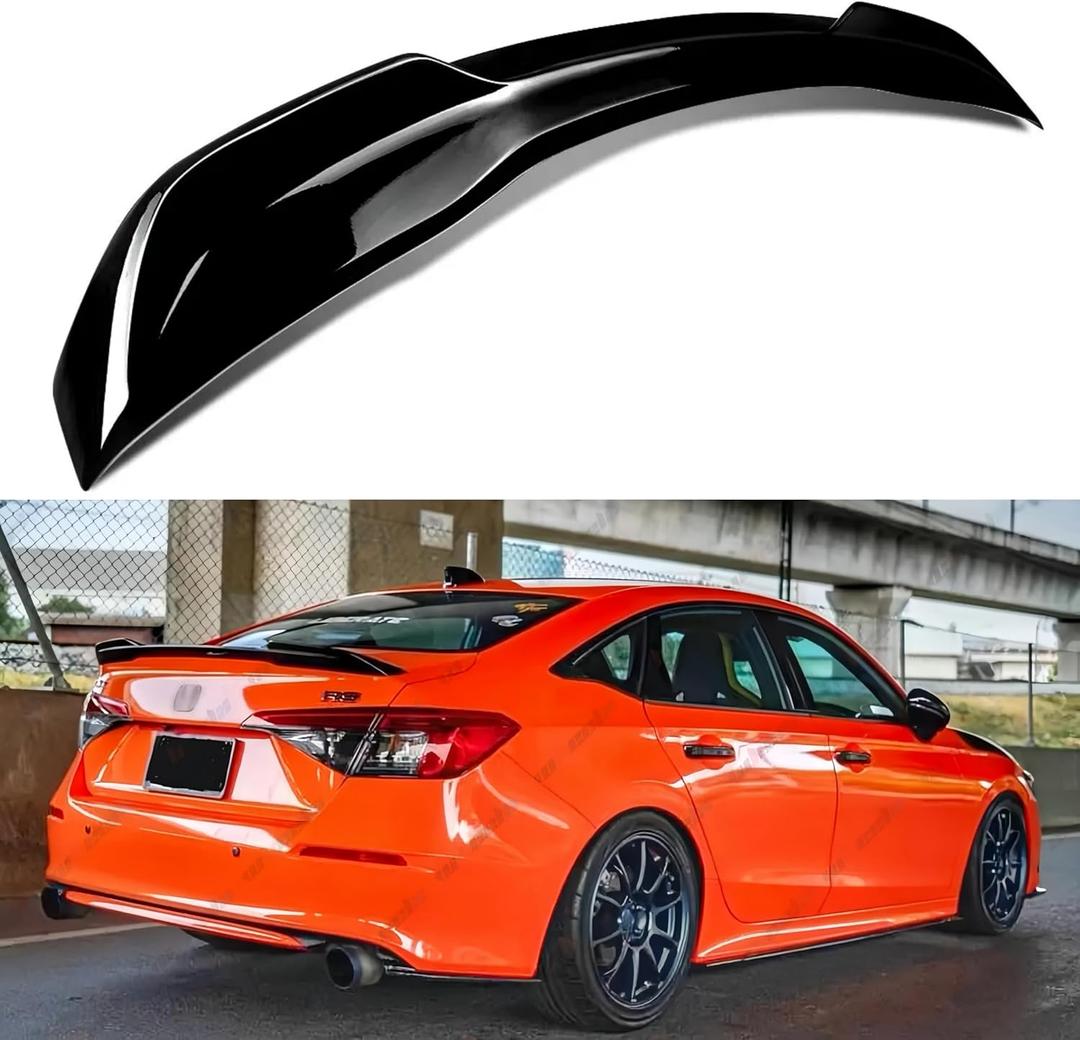 Rear Spoiler Compatible with 2022-2025 Honda Civic, Pro Duckbill Spoiler Fits for 22-25 Sedan, Exterior High Kick Trunk Tail Deck Lid Wing Lip (Glossy Black)