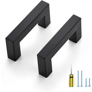 Ravinte 15 Pack Square Cabinet Pulls 2-1/2 Inch Black Kitchen Cabinet Handles Matte Black Kitchen Hardware for Cabinet Black Drawer Pulls Drawer Handles Come with Screwdriver