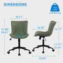 YOUNIKE Office Chair, Armless Desk Chair Computer Chair with Wheels, Modern Upholstered PU Leather Task Chair, Rolling Adjustable Swivel Home Office Desk Chair, Dark Green, 22.04 inches x 22.04 inches x 36.61 inches