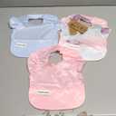 Tiny Twinkle Mess Proof Baby Bibs for Eating - Waterproof, Wipeable Bibs - Toddler Bibs - Travel Friendly - PFAS, PVC, BPA, Phthalate Free - Baby Food Bibs(3 Pack,Cotton Candy)