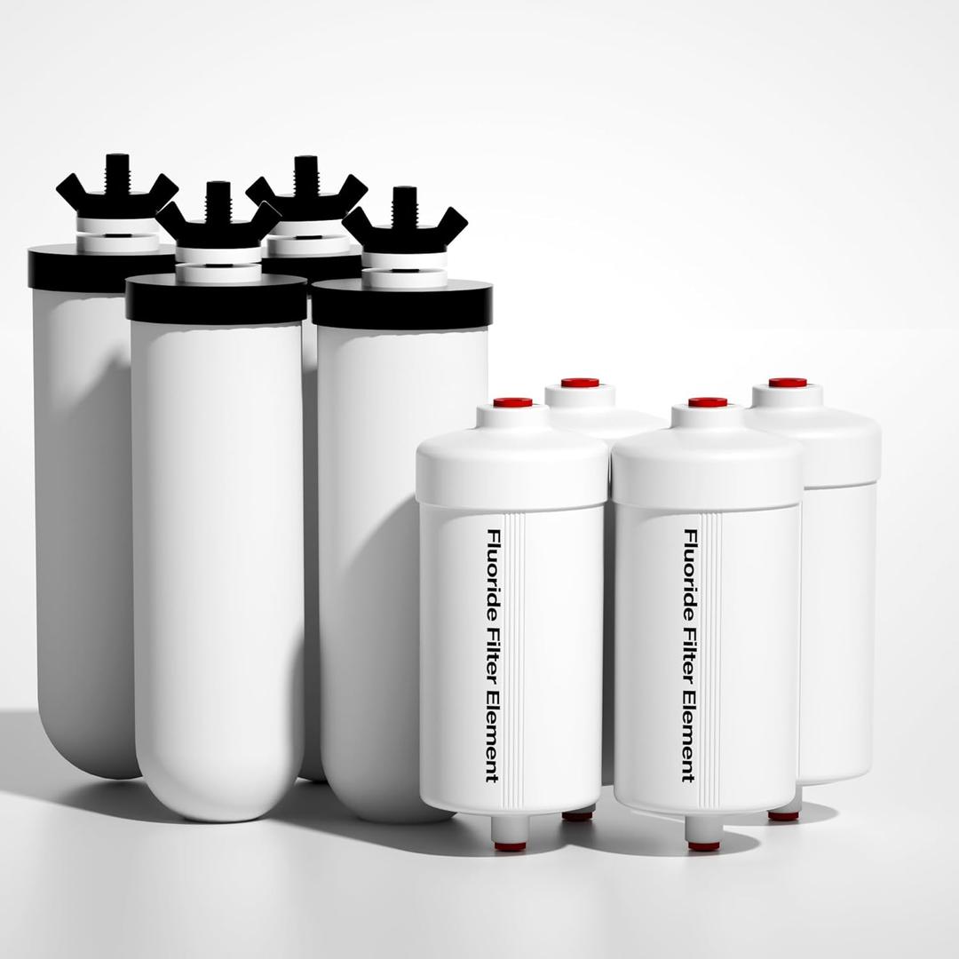 Purewell 8-Stage PF-4&FL-2 Purification Elements Set, Reduce Chlorine and Fluoride, Washable & Reusable, Replacement for ProOne, Berkey, Purewell Filters and Water Filter Systems (8 Pack, K Series)