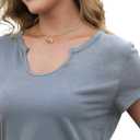 Womens Summer Tops Rolled Sleeve Shirts 2026 Fashion Round Neck Trendy Tunic Blouses
