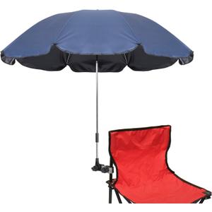 Chair Umbrella with Clamp,46 inches UPF 50+ Clip on Parasol for Patio,Beach Chairs,Strollers,Wheelchairs,Golf Carts (Dark Blue)