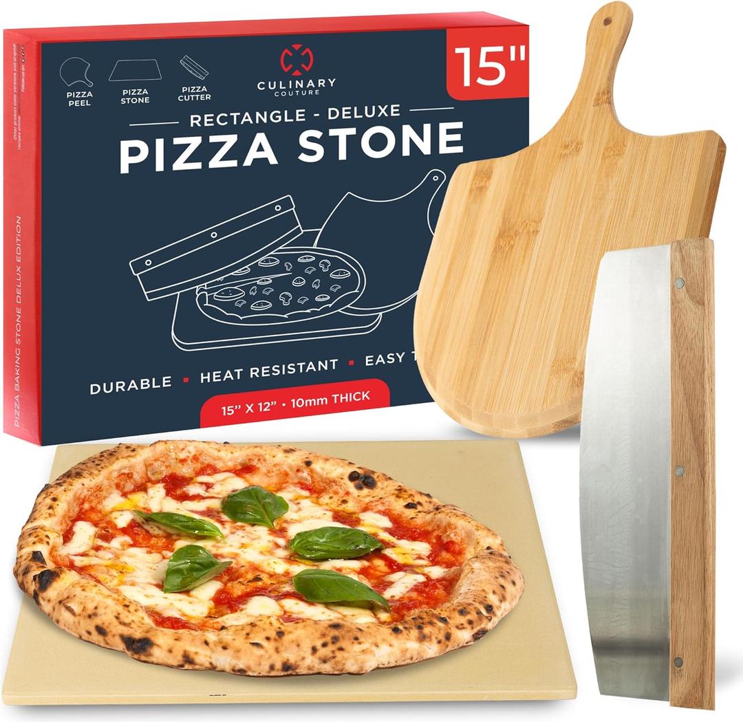 Pizza Stone for Oven Set  15 x 12 inch Stone for Grill  3PCS PizzaMaking Accessories  Large Pizza Oven Stones  Baking Stones for Bread and Pizzas