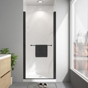 Frameless Pivot Shower Door 36"-38" W x 72" H, Swing Shower Glass Doors with Nano Explosion-Proof Film Tempered Glass 1/4"(6mm) Reversible Installtion, Matte Black Finish