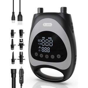Dr.meter Paddle Board Pump, 20PSI High Pressure 5200mAh Battery Rechargeable & Car Adapter Powered Portable Electric SUP Air Pump with LED Light Auto-Off Inflate Deflate, for Inflatable Kayaks Boats