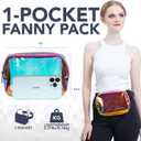 Laser Gold Pink Crossbody Belt Bag for Women – Stylish Fanny Pack, Functional and Fashion Waist Packs for Travel, Festivals, and Everyday Use