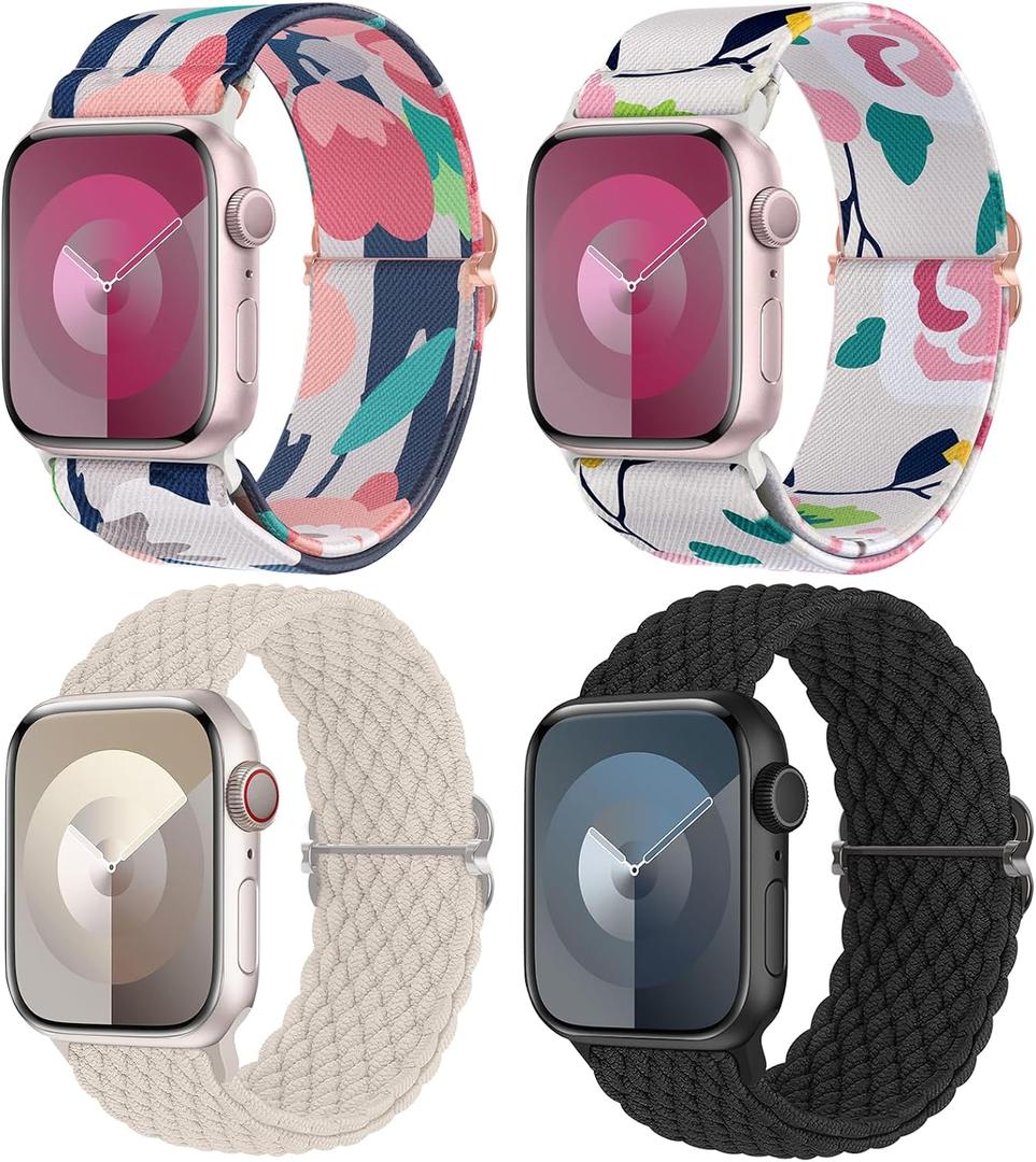 Delidigi Stretchy Bands Compatible for Apple Watch Band Women 40mm 38mm 41mm 42mm 44mm 45mm 46mm 49mm, Nylon Braided Straps for iWatch Series 11 10 9 8 7 6 SE 5 4 3 Ultra 3 2 1