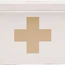 Lassos Boutique Retro Enameled First Aid Box for Medicine Storage and Home Decor with Lid and Removable Tray (White/Tan)