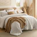 Bedsure Full Comforter Set, Beige Soft Prewashed Bedding for All Seasons, 3 Pieces GentleSoft Bed Set, 1 Lightweight Comforter (82"x86") and 2 Pillowcases (20"x26")