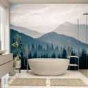 XMPMBM-Misty Forest Fabric Wallpaper Pine Forest Living Room Bedroom Bathroom wall Mural-W 88" X H 59"（36 Square Foot）, 88"x59"