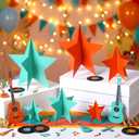 Sinload 45 Pcs 3D Glitter Star Decorations Back to School Work Stars Centerpiece 3 Sizes Standing Hanging Decor for School Centerpiece Starry Movie Night Themed Party Decor(Birthday,Multicolor)