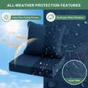 Summsun Outdoor Chair Cushions, Faux Linen Backrest and Deep Seat Cushion Set for Patio Furniture with Weather Resistant Removable Cover, Ties, Non-Slip Bottom, 24 x 24 Inch, Navy, Set of 4