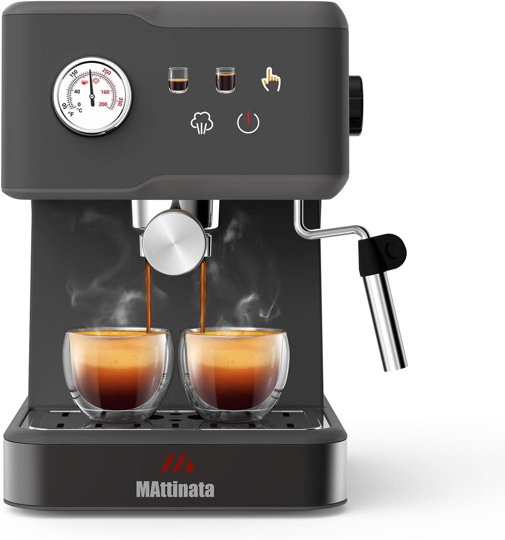 Espresso Machine 20 Bar, Touch Screen Espresso Maker for Home Kitchen, with Milk Frother Steam Wand for Cappuccino and Latte, Barista Compact Office Coffee Maker (Grey)