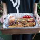 Aluminum Foil Pan Holder for 9x13 Disposable Baking Tin, Includes 1 Foil Pan- Handcrafted Wood Carrier for Food Containers - Party Supplies and Catering Server